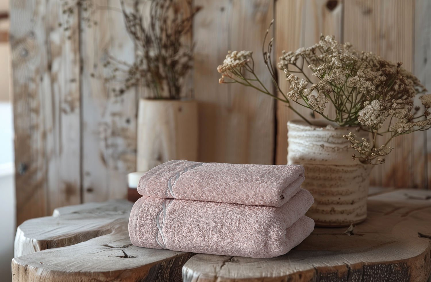 Helena Banyo Havlusu + Yüz Havlusu Set Pudra