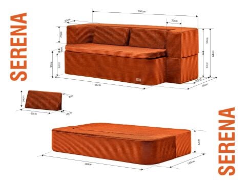 Serena Fonksiyonel Yatak Olabilen Pedli Koltuk Kiremit