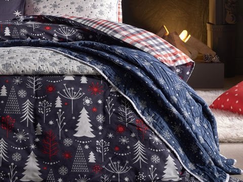 Ranforce Winter Story Nevresim Takımı Çift King Size - Lacivert