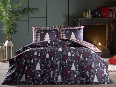 Ranforce Winter Story Nevresim Takımı Çift King Size - Lacivert