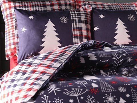 Ranforce Winter Story Nevresim Takımı Çift King Size - Lacivert