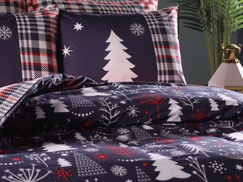 Ranforce Winter Story Nevresim Takımı Çift King Size - Lacivert