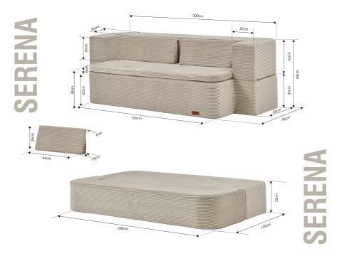 Serena Fonksiyonel Yatak Olabilen Pedli Koltuk Bej