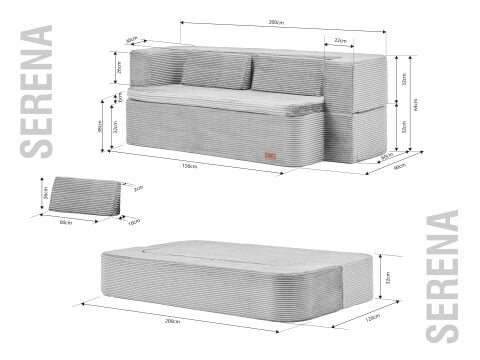 Serena Fonksiyonel Yatak Olabilen Pedli Koltuk Gümüş