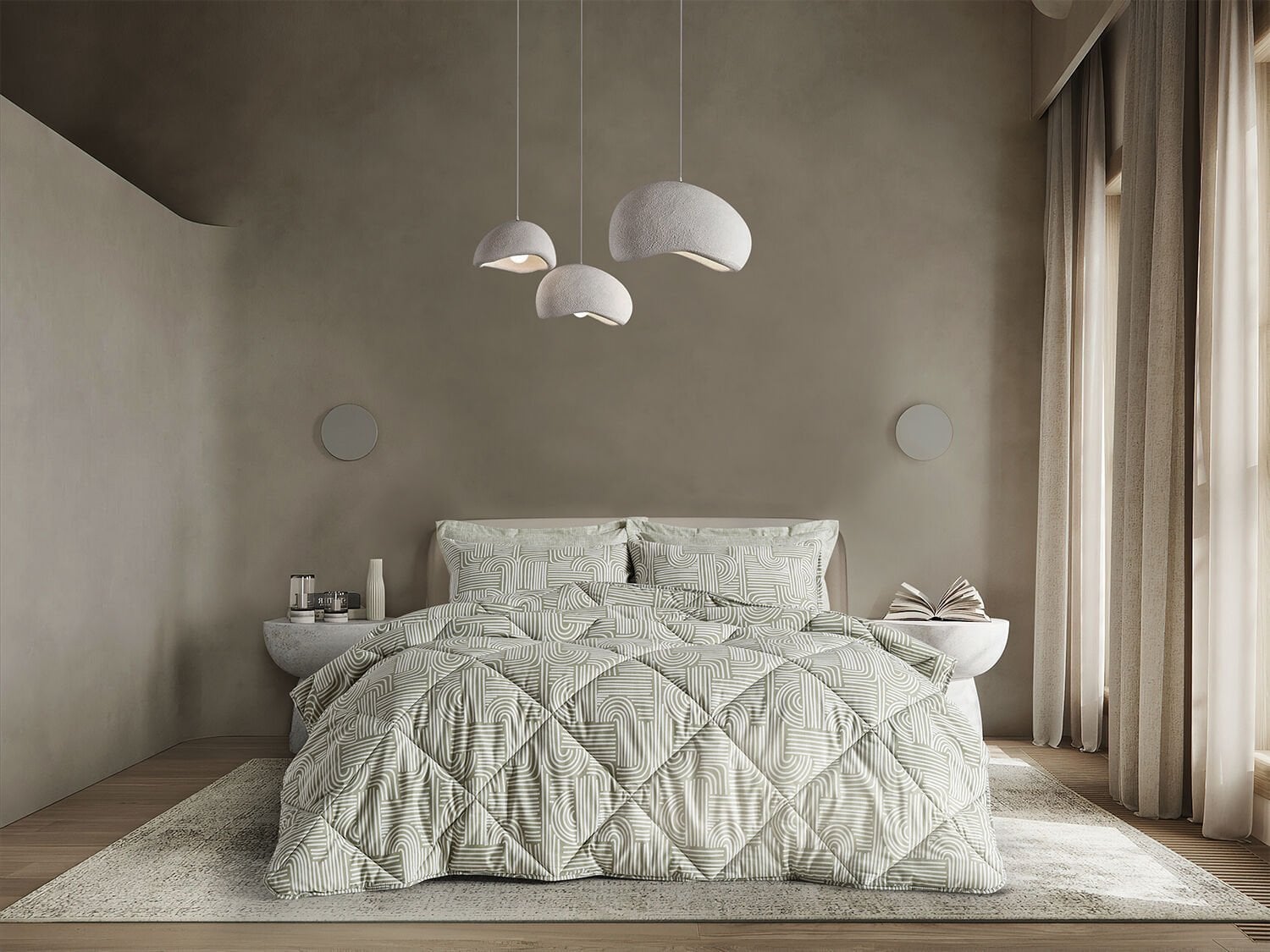 Nola Easy Cotton Comforter Set Çift Kişilik - Adaçayı