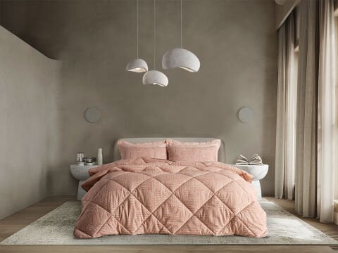 Nola Easy Cotton Comforter Set Çift Kişilik - Cappucino