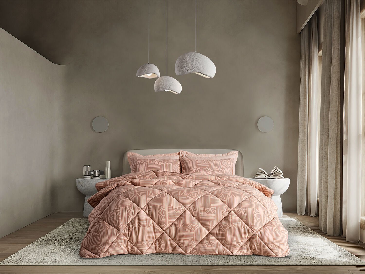 Nola Easy Cotton Comforter Set Tek Kişilik - Cappucino