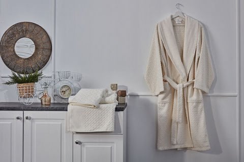 Luxury Bornoz L/ XL - 120 cm - Krem