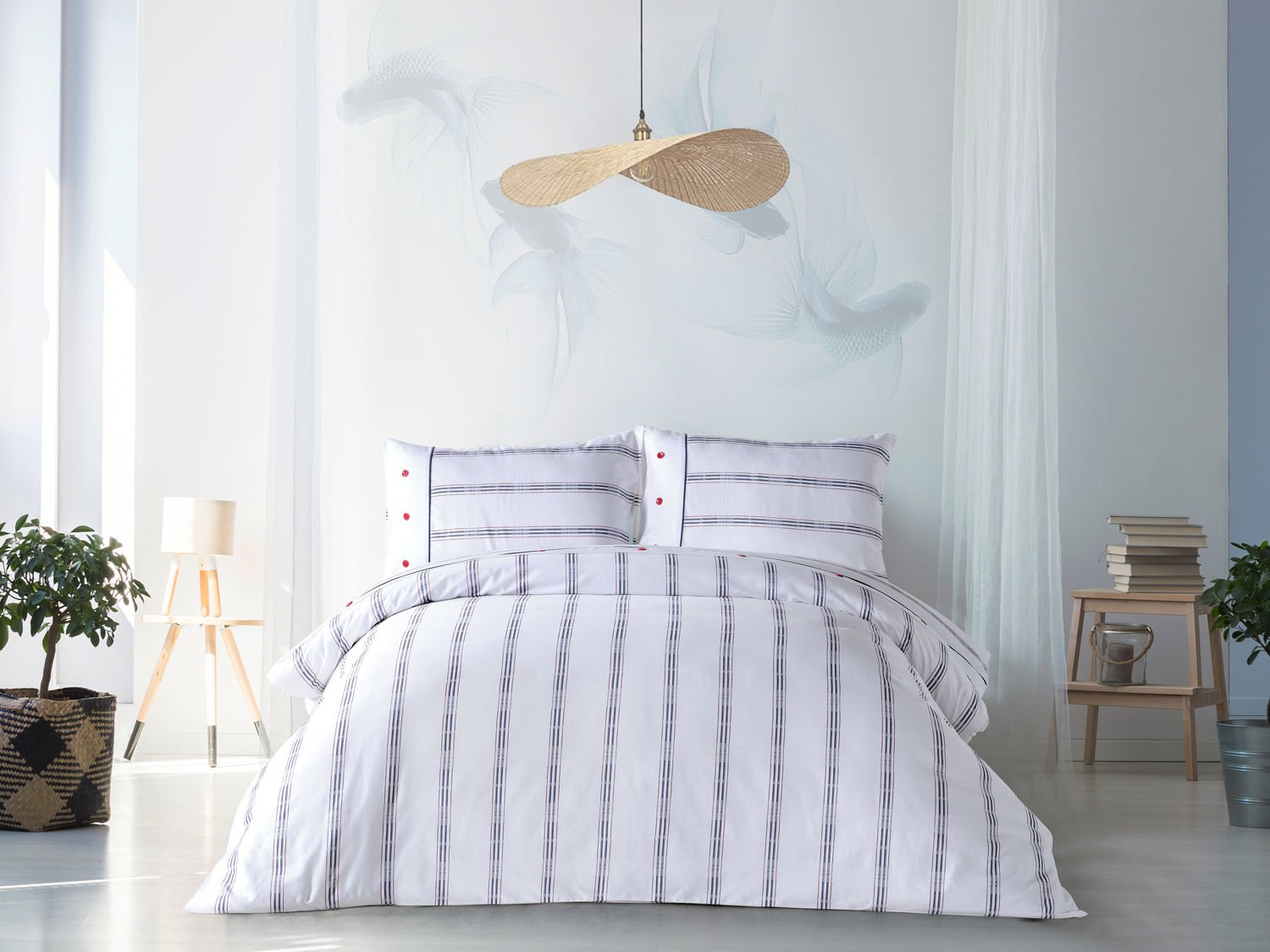 Marine Nevresim Takımı Meridian Tek King Size - Beyaz