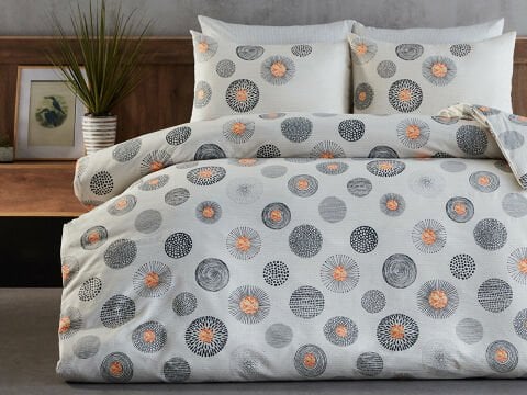 Polycotton Pamuklu Nevresim Takımı Cosmos Çift Kişilik - Gri