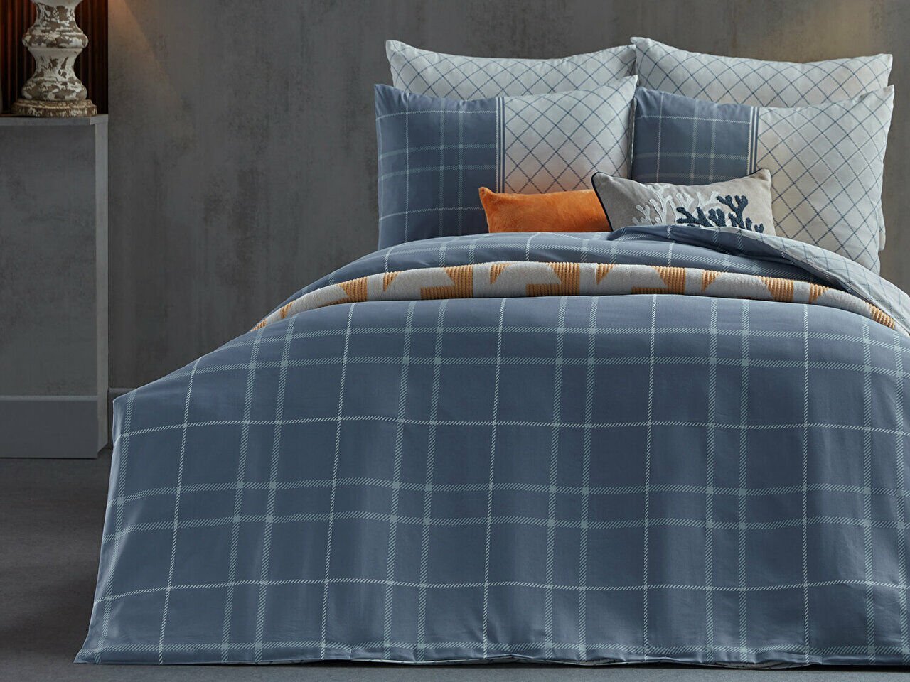 Polycotton Pamuklu Nevresim Takımı Vogy Tek Kişilik - Mavi