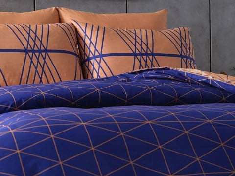 Ranforce Pamuk Nevresim Takımı Fiore Çift King Size - Turuncu