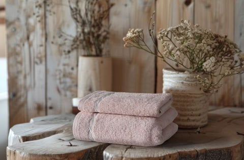 Helena Banyo Havlusu + Yüz Havlusu Set Pudra