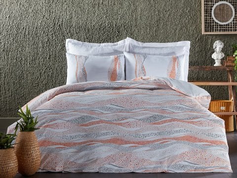 Polycotton Pamuklu Nevresim Takımı Lidya Tek Kişilik - Turuncu