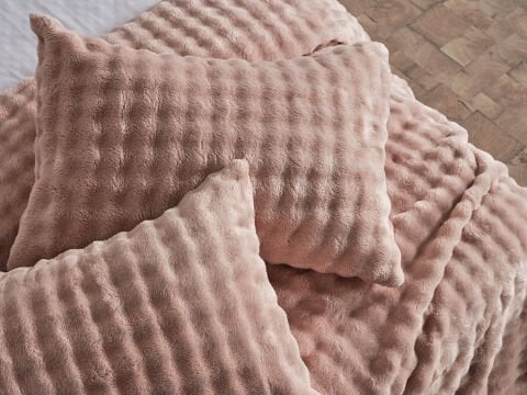 Bubble Battaniye Seti Çift Kişilik - Pudra