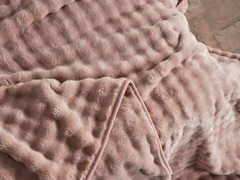 Bubble Battaniye Seti Çift Kişilik - Pudra