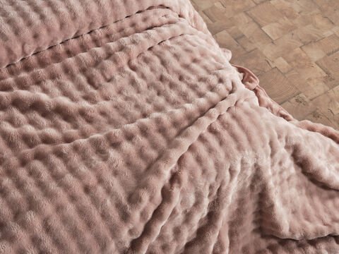 Bubble Battaniye Seti Çift Kişilik - Pudra