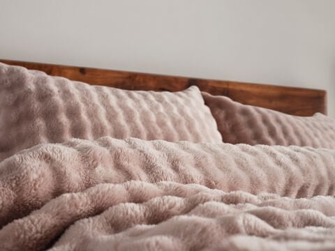 Bubble Battaniye Seti Çift Kişilik - Pudra