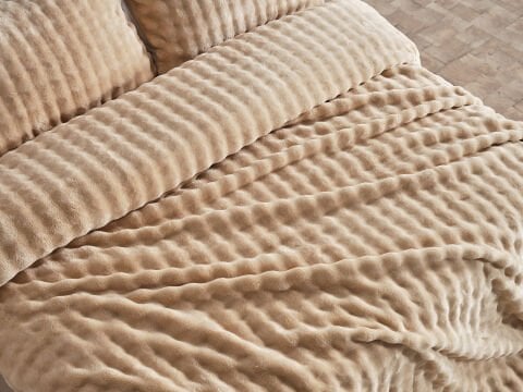 Bubble Battaniye Seti Çift Kişilik - Bej