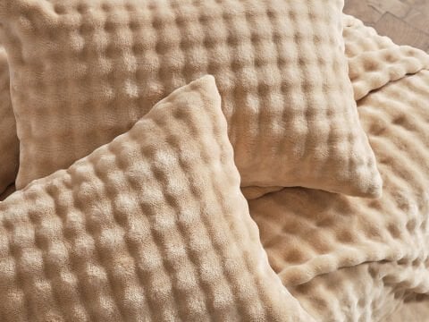 Bubble Battaniye Seti Çift Kişilik - Bej