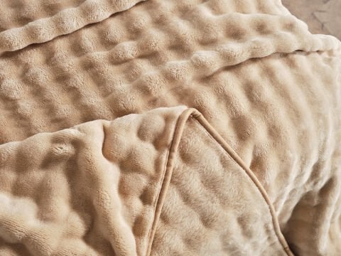 Bubble Battaniye Seti Çift Kişilik - Bej