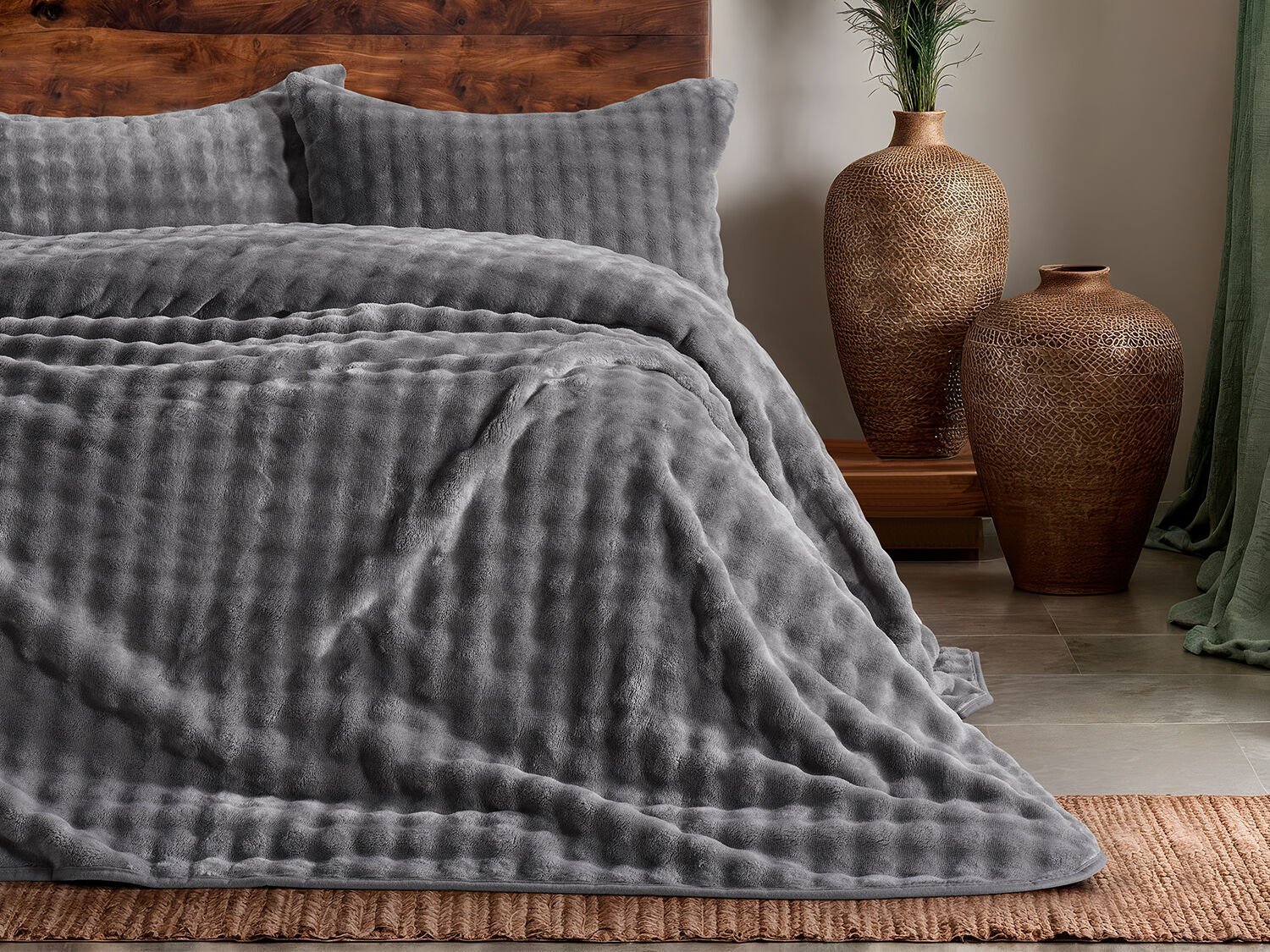 Bubble Battaniye Seti Tek Kişilik - Gri