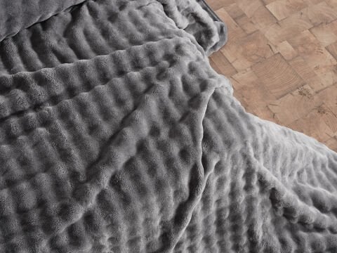 Bubble Battaniye Seti Çift Kişilik - Gri