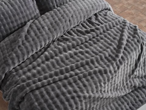 Bubble Battaniye Seti Çift Kişilik - Gri