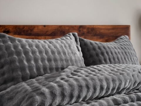 Bubble Battaniye Seti Çift Kişilik - Gri