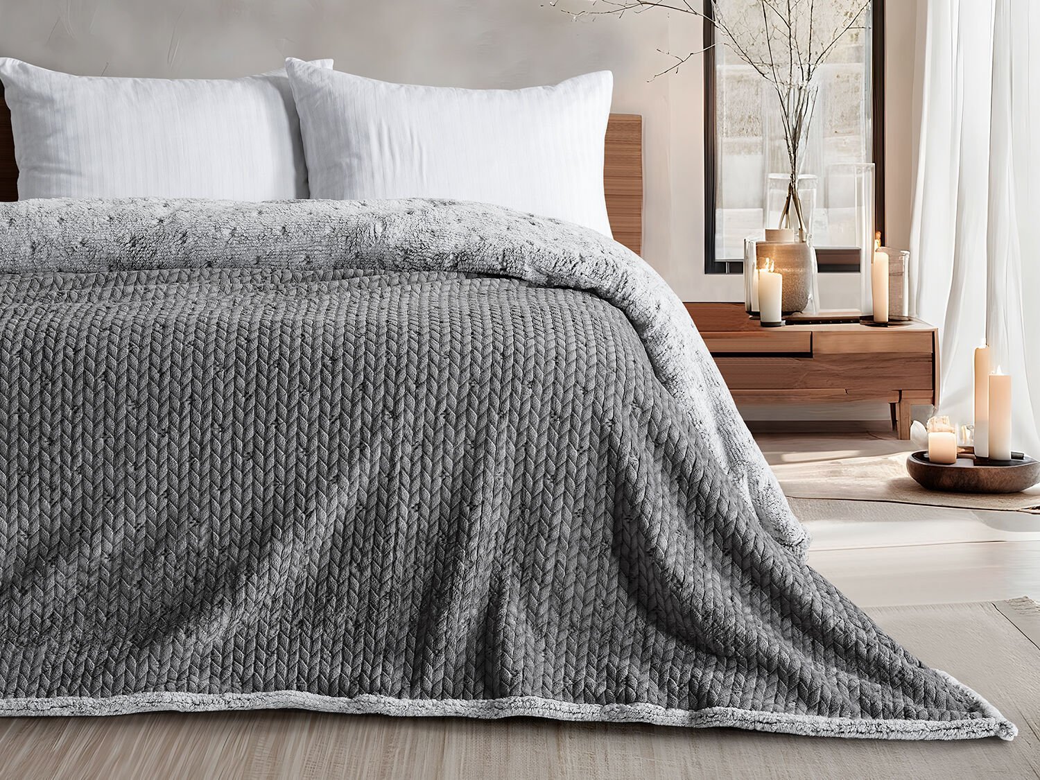 Alora Battaniye Çift Kişilik - Gri