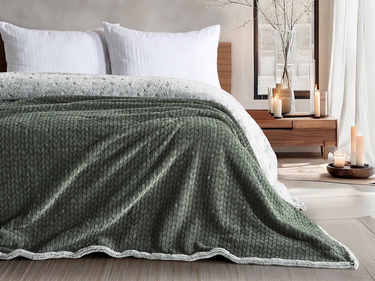 Alora Battaniye Çift Kişilik - Koyu  Yeşil