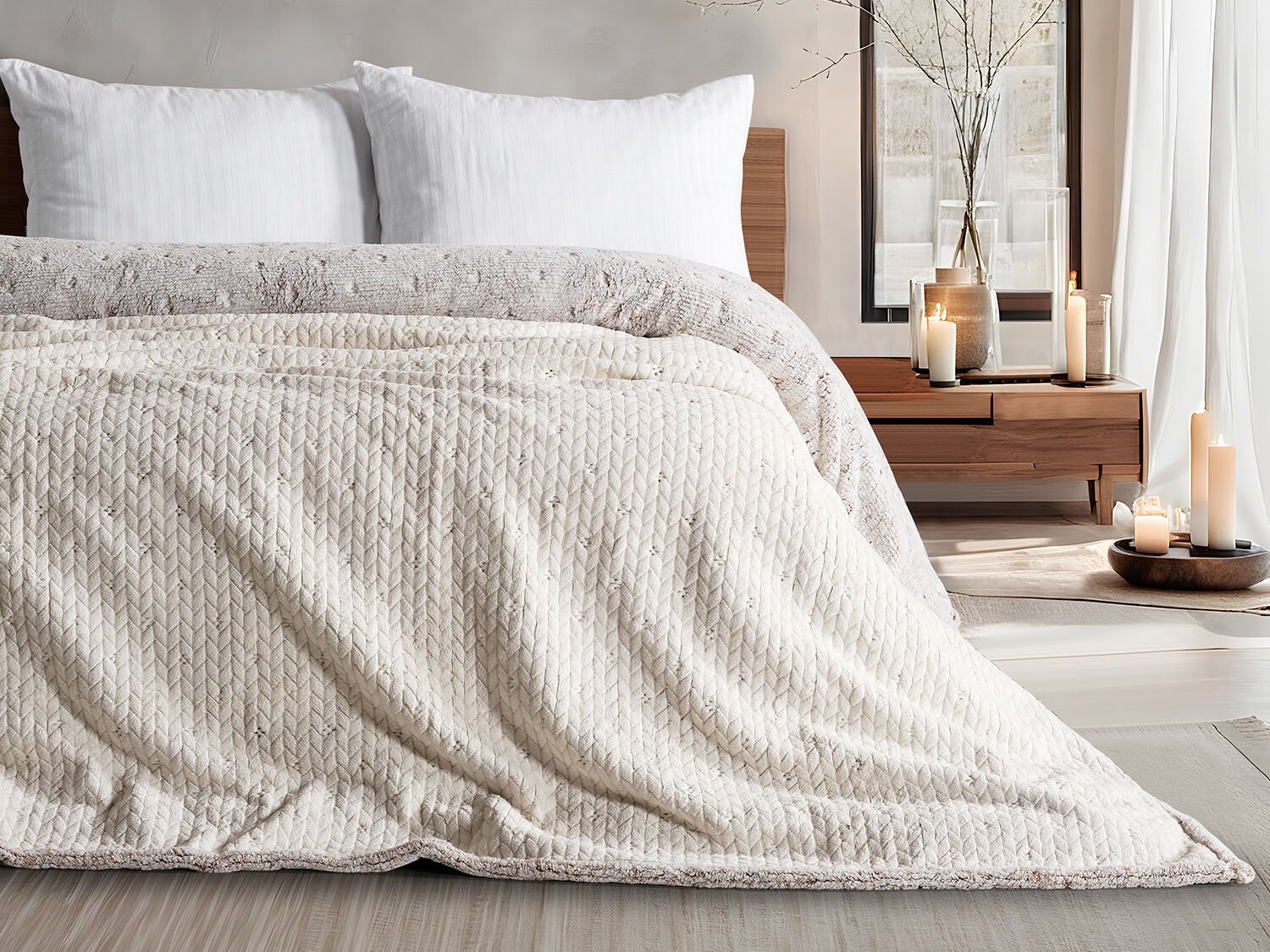 Alora Battaniye Çift Kişilik - Bej