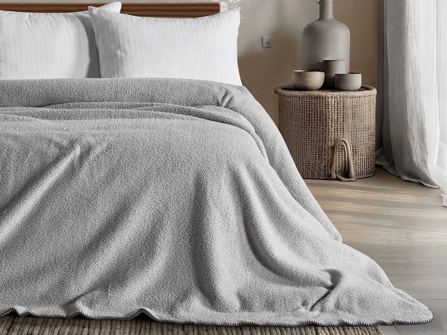 Moffy Battaniye Çift Kişilik - Açık Gri