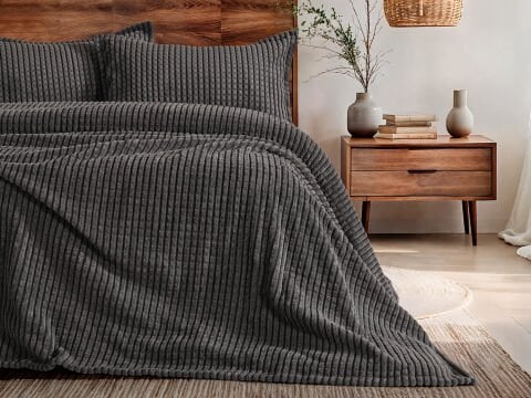 Mila Battaniye Seti Çift Kişilik - Antrasit