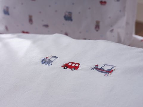 Nakışlı Bebek Nevresim Takımı Baby Car Bebek - Beyaz