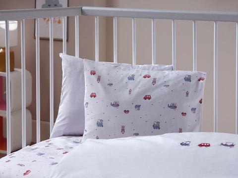 Nakışlı Bebek Nevresim Takımı Baby Car Bebek - Beyaz