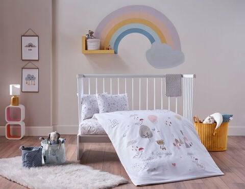 Nakışlı Bebek Nevresim Takımı Pretty Bear Bebek - Beyaz