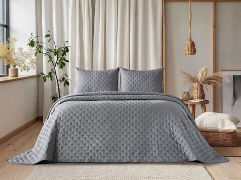 Harmony Yatak Örtüsü Softia Tek Kişilik - Koyu Gri