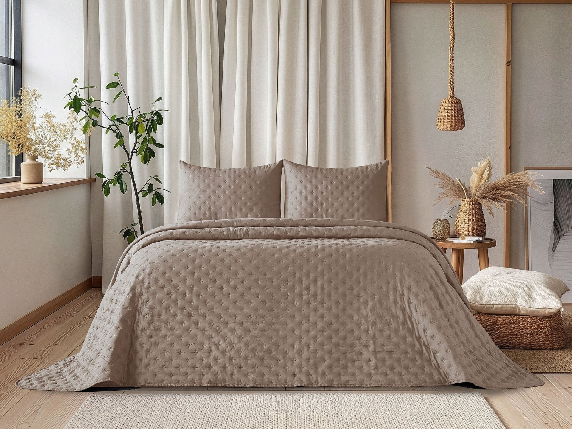 Harmony Yatak Örtüsü Softia Çift Kişilik - Taş