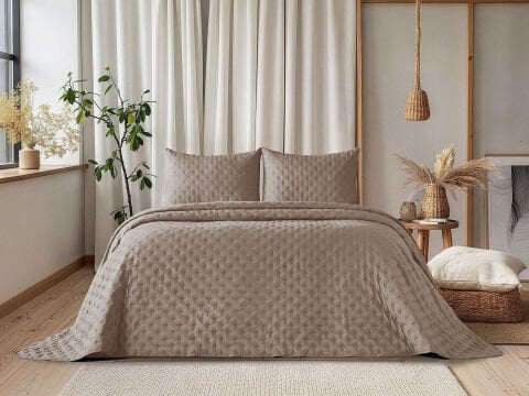 Harmony Yatak Örtüsü Softia Çift Kişilik - Taş