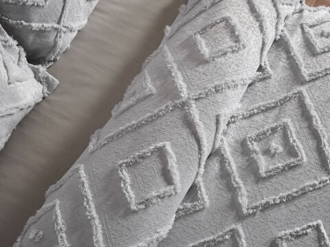 Bohera Yatak Örtüsü Tek Kişilik - Açık Gri