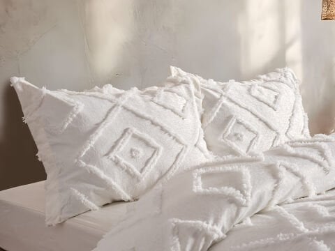 Bohera Yatak Örtüsü Çift Kişilik - Ekru