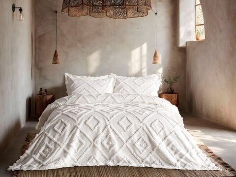 Bohera Yatak Örtüsü Tek Kişilik - Ekru