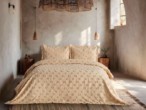 Polina Yatak Örtüsü Çift Kişilik - Bej