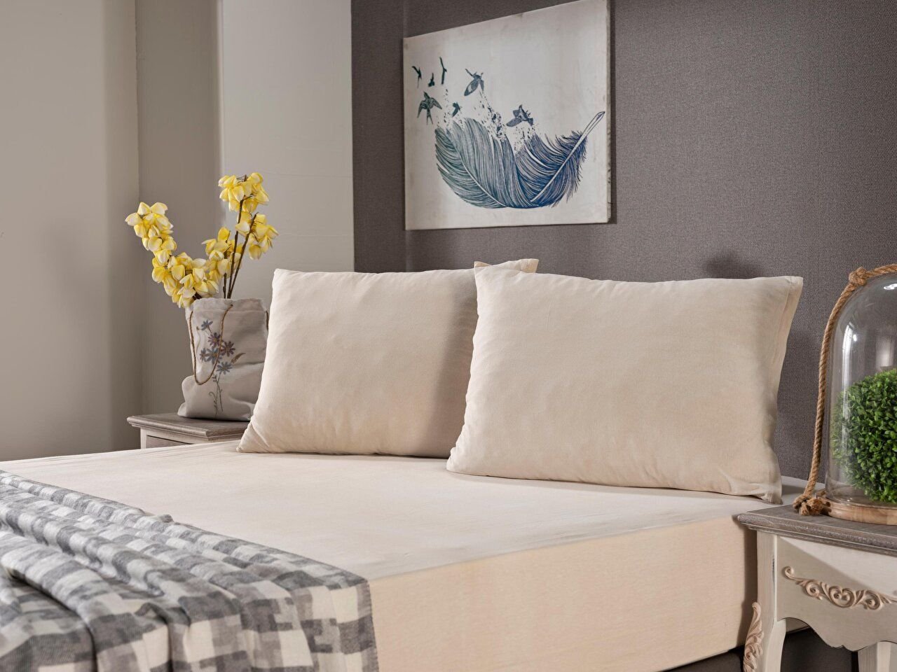 Penye Çarşaf Seti Tek King Size - Krem