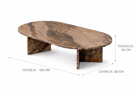Vetra Orta Sehpa Marble Kahve