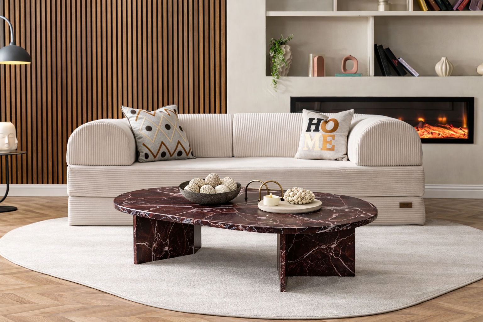 Vetra Orta Sehpa Marble Bordo