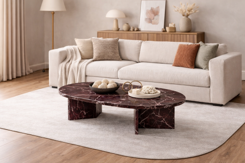 Vetra Orta Sehpa Marble Bordo