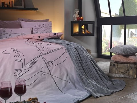 Ranforce Passion Nevresim Takımı Çift Kişilik - Pudra
