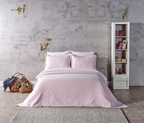 Arya Yatak Örtüsü Çift King Size - Pudra